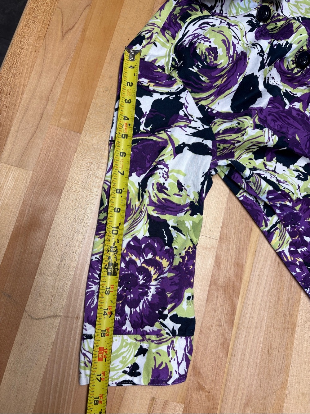 Christopher & Banks Purple and Lime Floral Button-Front Jacket - Picture 6 of 6